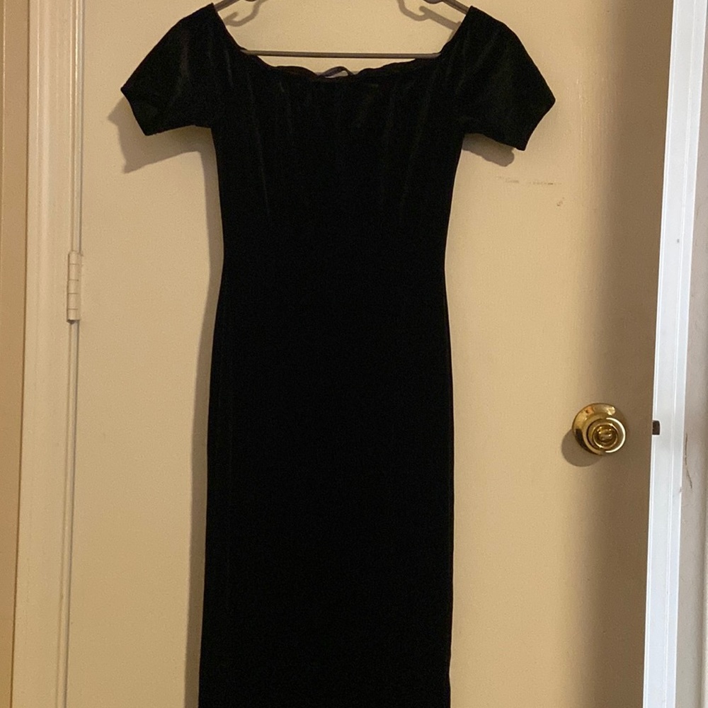 Fashion Nova Black Velvet Maxi Dress